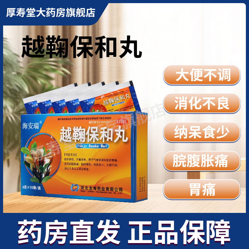 【海安瑞】越鞠保和丸6g*10袋/盒