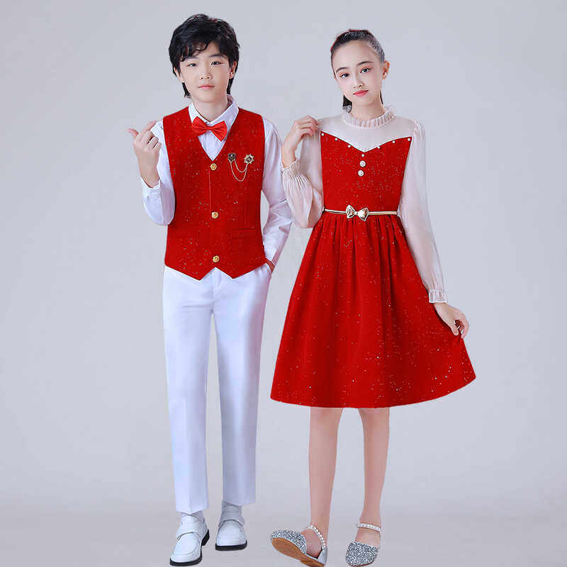 元旦儿童合唱演出服诗朗诵表演服