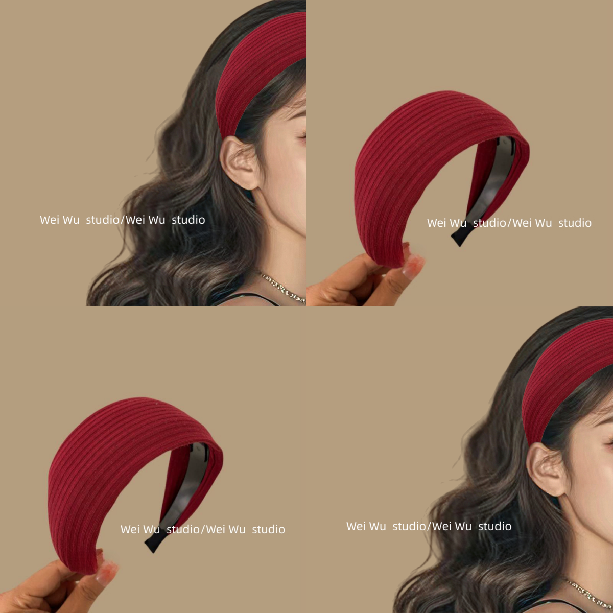 浓郁酒红~酒红针织盘发器发箍