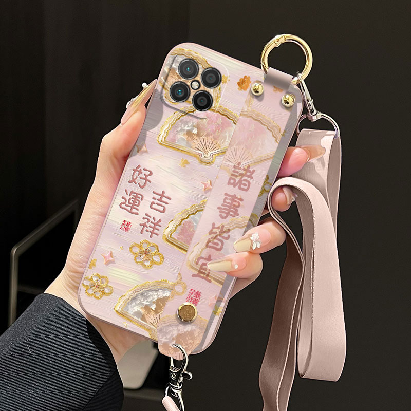 适用荣耀Play5手机壳HJC-AN90液态腕带支架简约高级感创意个性全包背带软壳保护套防摔直边磨砂男女款潮防摔