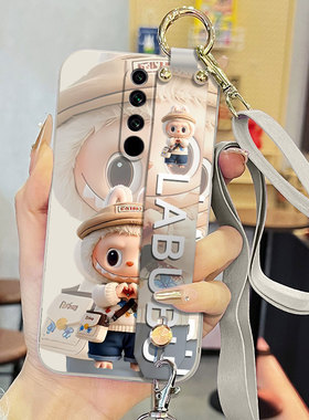 适用于红米Note8pro手机壳note8液态腕带支架软壳M1906G7E卡通拉布布可爱背带保护套防摔直边磨砂男女款防摔