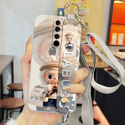 适用于红米Note8pro手机壳note8液态腕带支架软壳M1906G7E卡通拉布布可爱背带保护套防摔直边磨砂男女款防摔
