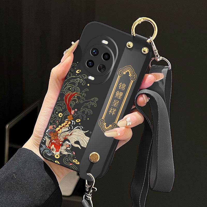 适用华为Nova14pro手机壳nova14液态腕带支架软壳MIA-AL00中国风吉祥锦鲤好运全包直边斜跨背带保护套防摔潮