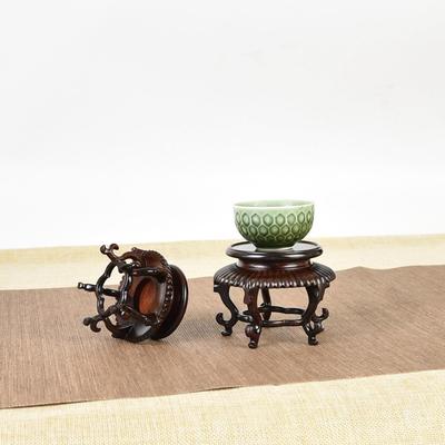 红木文玩工艺品木雕底座红酸枝微型小盆景木花几小花架实木花瓶托
