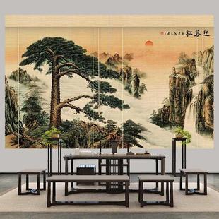 客厅背景墙竹子挂画 鸿运当头竹帘卷帘办公室窗帘遮光隔断帘子中式
