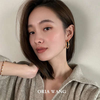 ORIAWANG 极简之感 经典简约时髦百搭大素圈耳环耳钉女