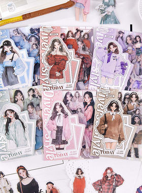 拾光PET贴纸 定格瞬间系列 韩系少女人物手帐diy装饰素材贴画20枚