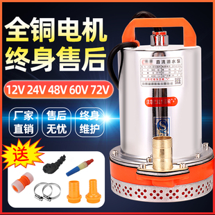 农用直流潜水泵12v24v48v60v72吸抽水泵家用电瓶电动车小型抽水机