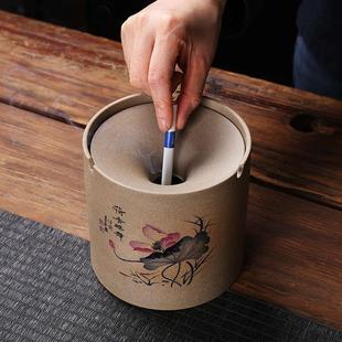 家用办公室漏斗带盖防飞灰风创意个性 大号粗陶烟灰缸时尚 潮流烟缸