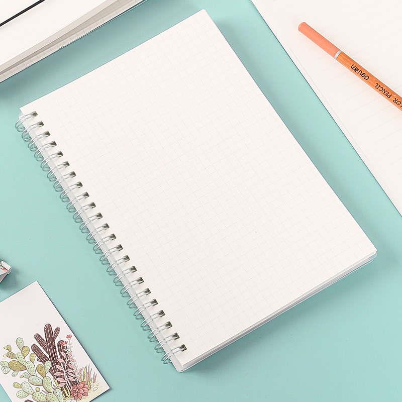 A5/B5/A4透明封面PP线圈本80张横线格子空白内页学生笔记本记事本