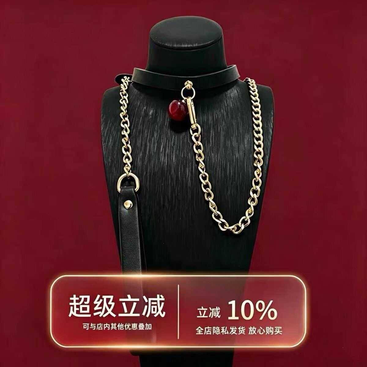原创皮质樱桃choker项圈可刻字