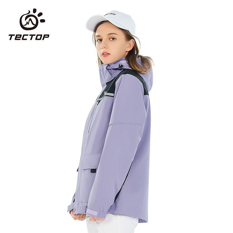 TECTOP/探拓NASA中长款宽松连帽冲锋衣女秋冬风衣透气保暖服长衣