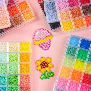 拼拼豆豆手工diy套装 3d立体拼豆融合豆女男孩儿童益智6岁拼图玩具