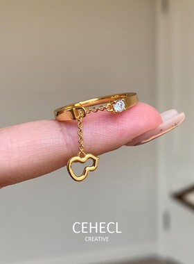 半圈链条葫芦戒指女方钻食指指环