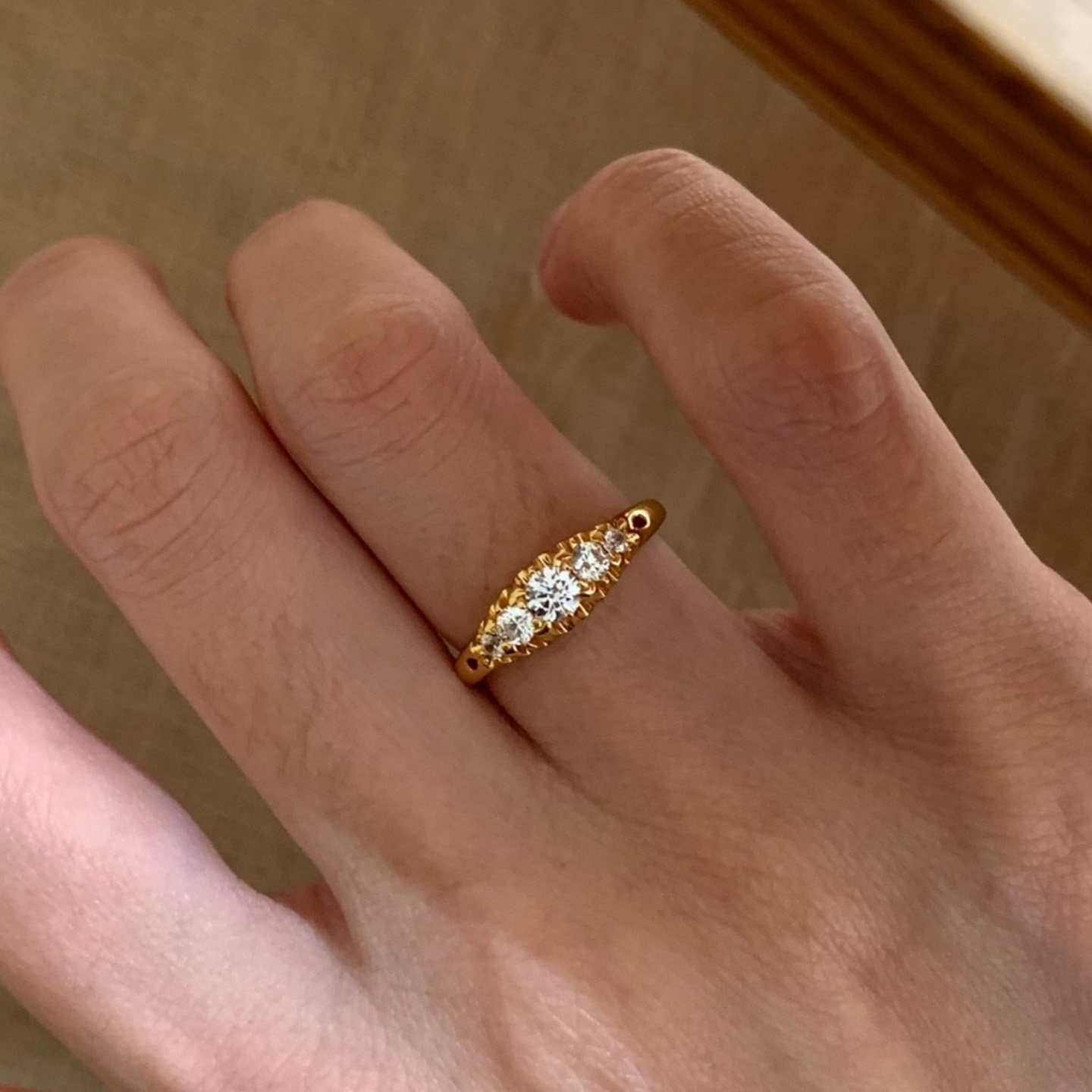 金色法式马眼排钻戒指女开口指环图片
