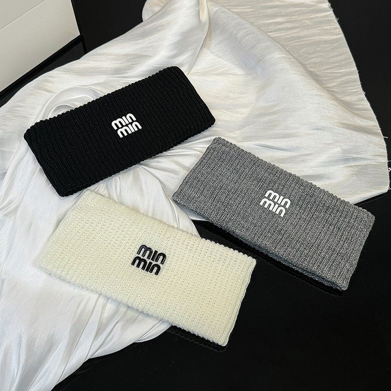 miu系宽边头带女护额头针织日常外出束发带新款百搭韩版运动发饰