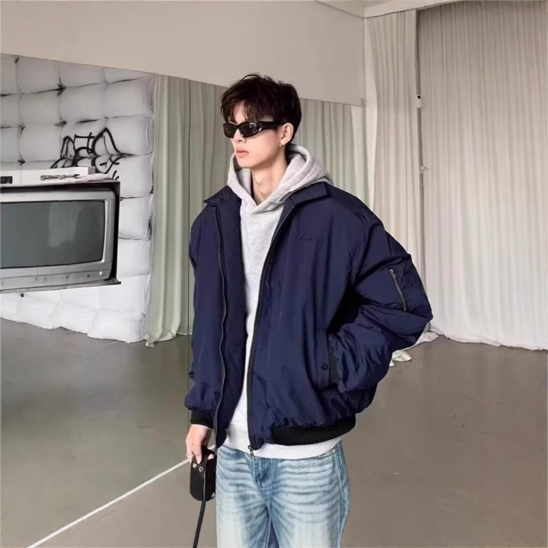Chapter1美式vibe复古翻领飞行夹克保暖棉服bomber短款外套男上衣