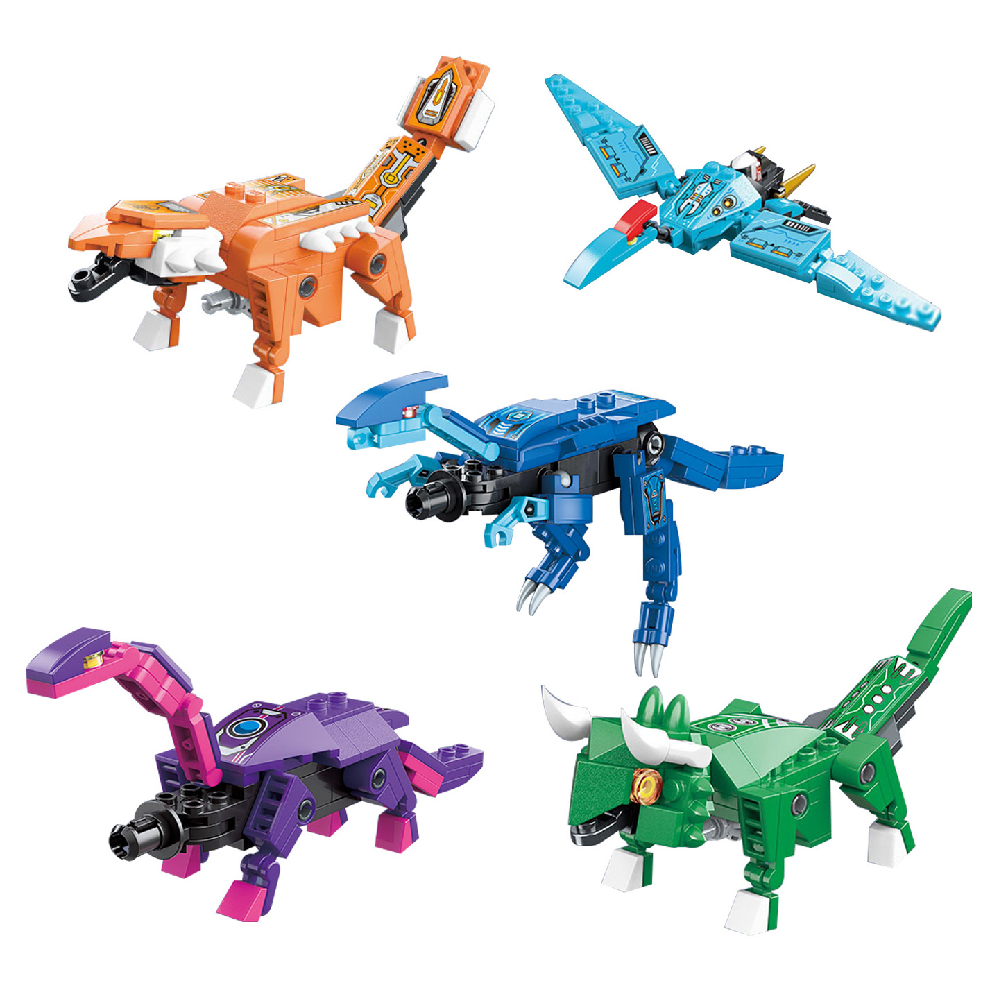 启蒙积木41105侏罗纪恐龙动物公园迅猛龙翼龙三角龙拼装模型玩具