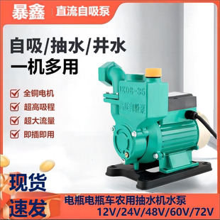 家用直流自吸泵12V24V48V60V抽水泵小型电瓶电瓶车农用抽水机水泵