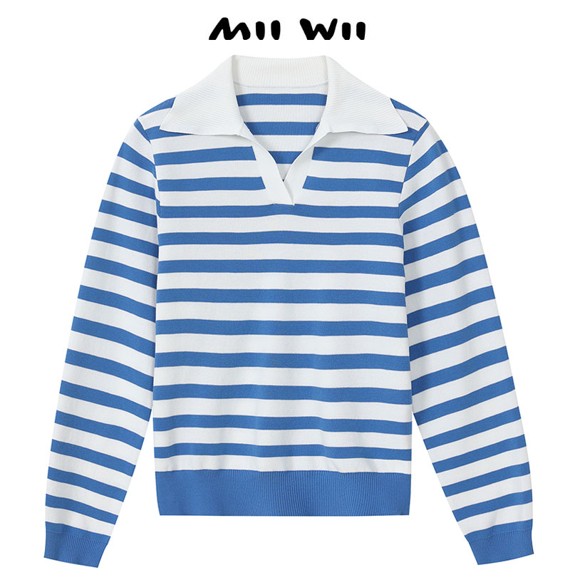 【断码清仓】MIIWII末未针织衫上衣女长袖翻领套头衫X233005