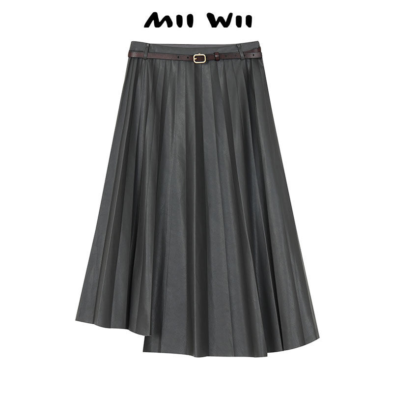 MIIWII/末·未灰色皮裙