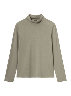 MIIWII末未25冬豆绿色针织上衣长袖堆堆领高领上衣内搭女T254210