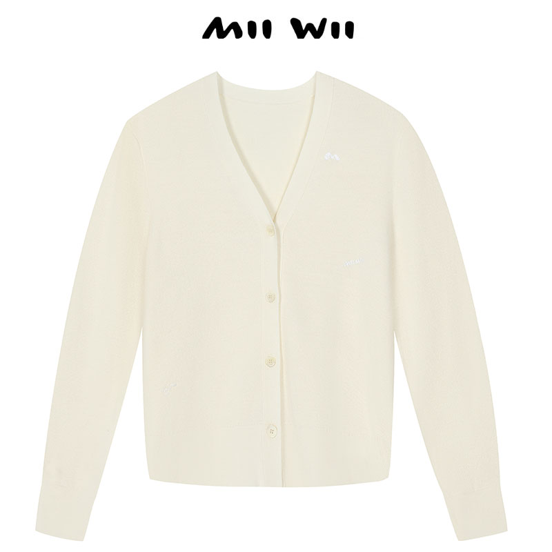 MIIWII/末·未米白针织短开衫