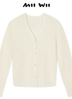 【断码清仓】末未MIIWII23秋米白针织短开衫女X233026