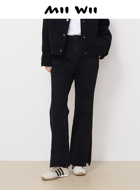 末未MIIWII24冬新款黑色通勤微喇牛仔长裤百搭K244406女士