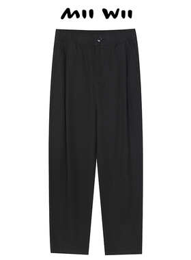 末未MIIWII24夏黑色天丝棉斜纹锥形裤K242512女士