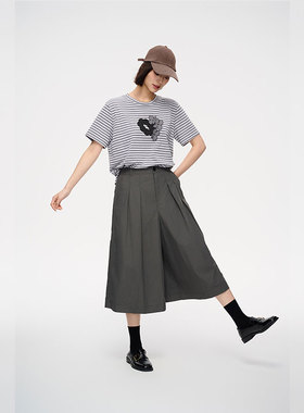 MIIWII末未25夏深灰色宽松休闲裤山本风垂感裙裤女K252224