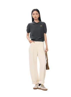 MIIWII末未25秋米白色全棉休闲牛仔长裤百搭极简阔腿裤K253135