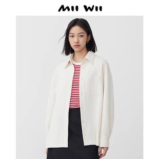 末未MIIWII24春米白色提花百搭针织衬衫 外套W241140女士