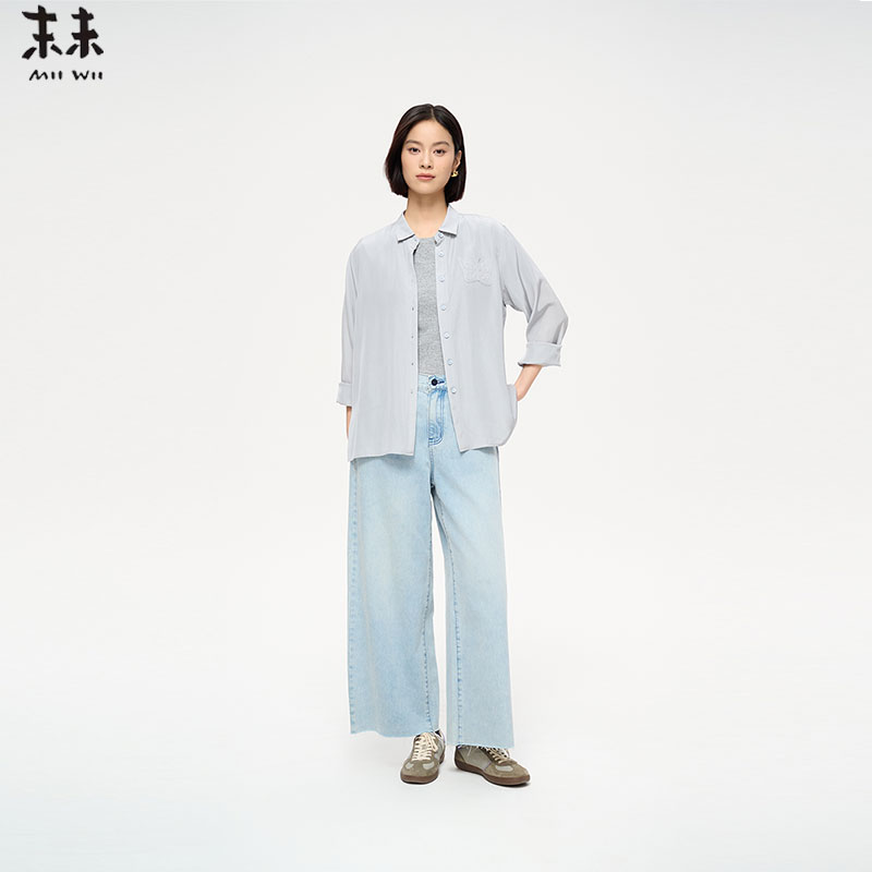 MIIWII末未25春新款浅灰色垂感料衬衫C251107