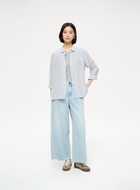 MIIWII末未25春新款浅灰色垂感料衬衫C251107