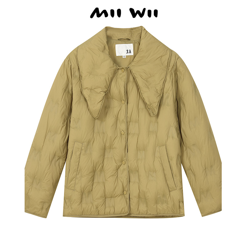 MIIWII/末·未黄绿色尖领羽绒