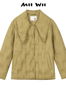 【断码清仓】末未MIIWII23冬黄绿色大尖领羽绒外套女R234204