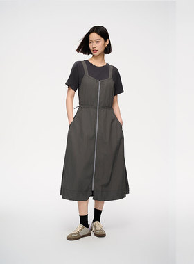 MIIWII末未25夏深灰色两件套背带裙背心吊带连衣裙女L252225