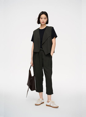 MIIWII末未25夏灰绿色休闲垂感萝卜裤显瘦长裤女K252226