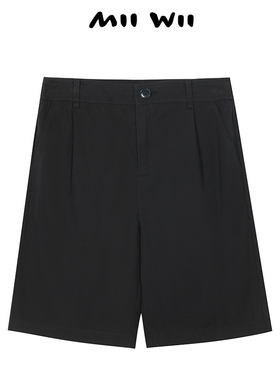 末未MIIWII24夏黑色棉天丝斜纹短裤K242603女士