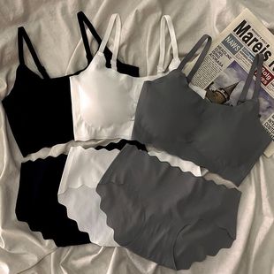 冰丝无痕内衣套装 无钢圈防下垂聚拢可拆卸运动美背学生少女文胸罩