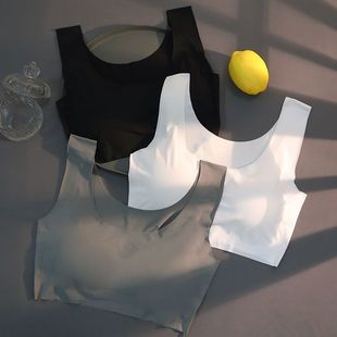冰丝内衣女防下垂聚拢无钢圈可拆卸U型美背学生无痕简约文胸夏季
