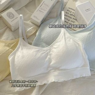 内衣女纯棉无钢圈防下垂聚拢初高中生发育期运动美背显小固定文胸