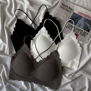 少女学生内衣女无钢圈透气无痕薄款 聚拢运动交叉美背冰丝文胸2024
