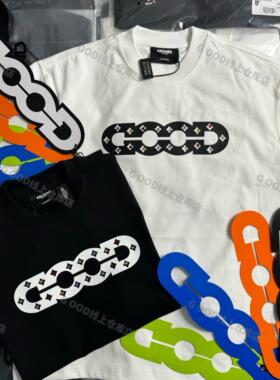 GOOD彩钻短袖朱智鑫同款GOODBRAND彩钻LOGO镂空短袖T恤男女同款
