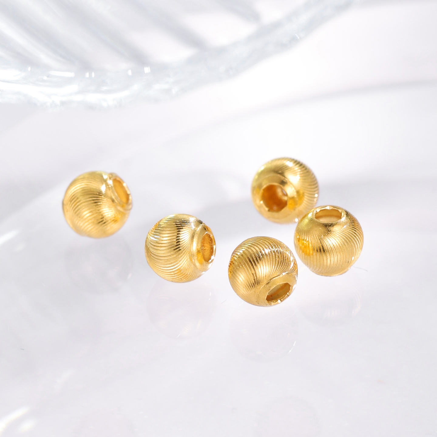 【金微赚】3足金999猫眼转运珠3D硬金散珠素金小金珠diy手链手饰