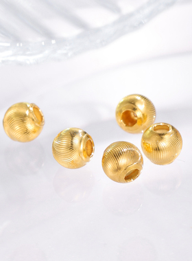 【金微赚】10转运珠足金999猫眼3D硬金散珠素金小金珠diy手链手饰