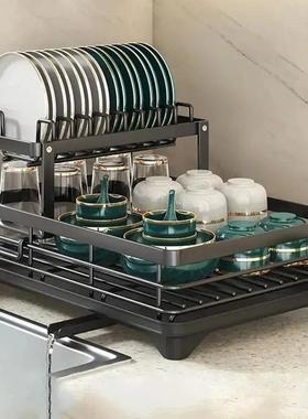 Dish Drying Rack Adjustable Kitchen Plates Organizer with Dr