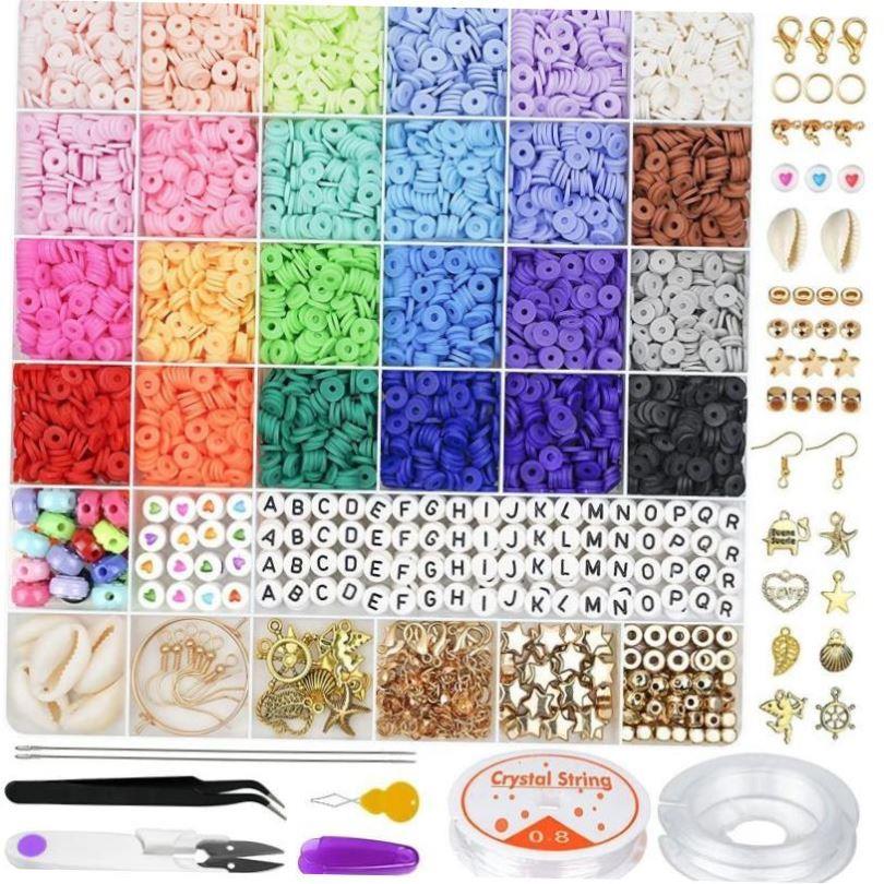 6MM Polymer Clay Beads Set 24 Rainbow Color Flat Chip Beads