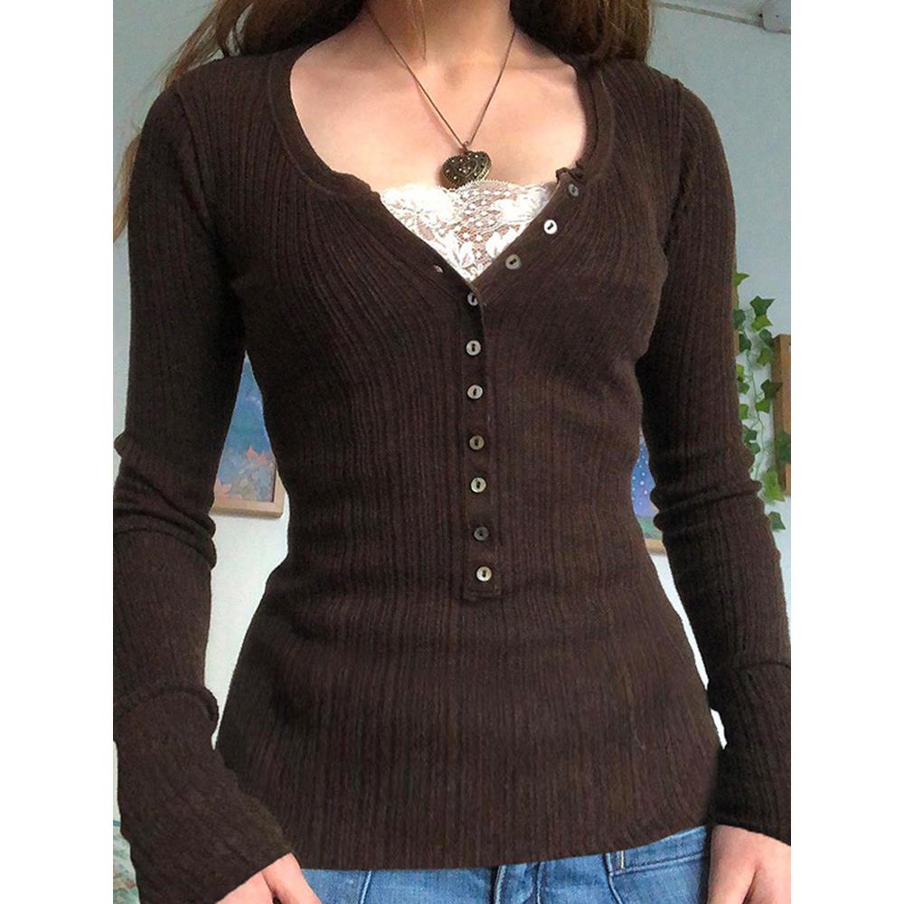 Y2k Lace Button T Shirt Fairycore Cute Retro Crop Top Contra